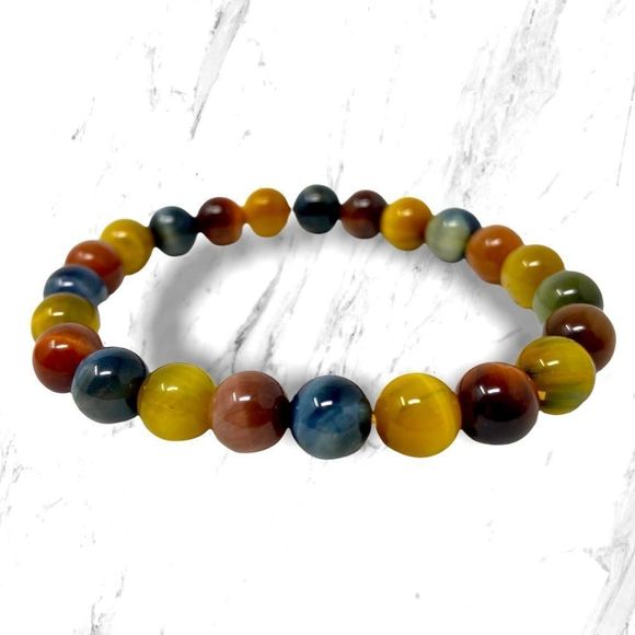 🆕 Colorful Tigers Eye Crystal Bracelet - Picture 1 of 3